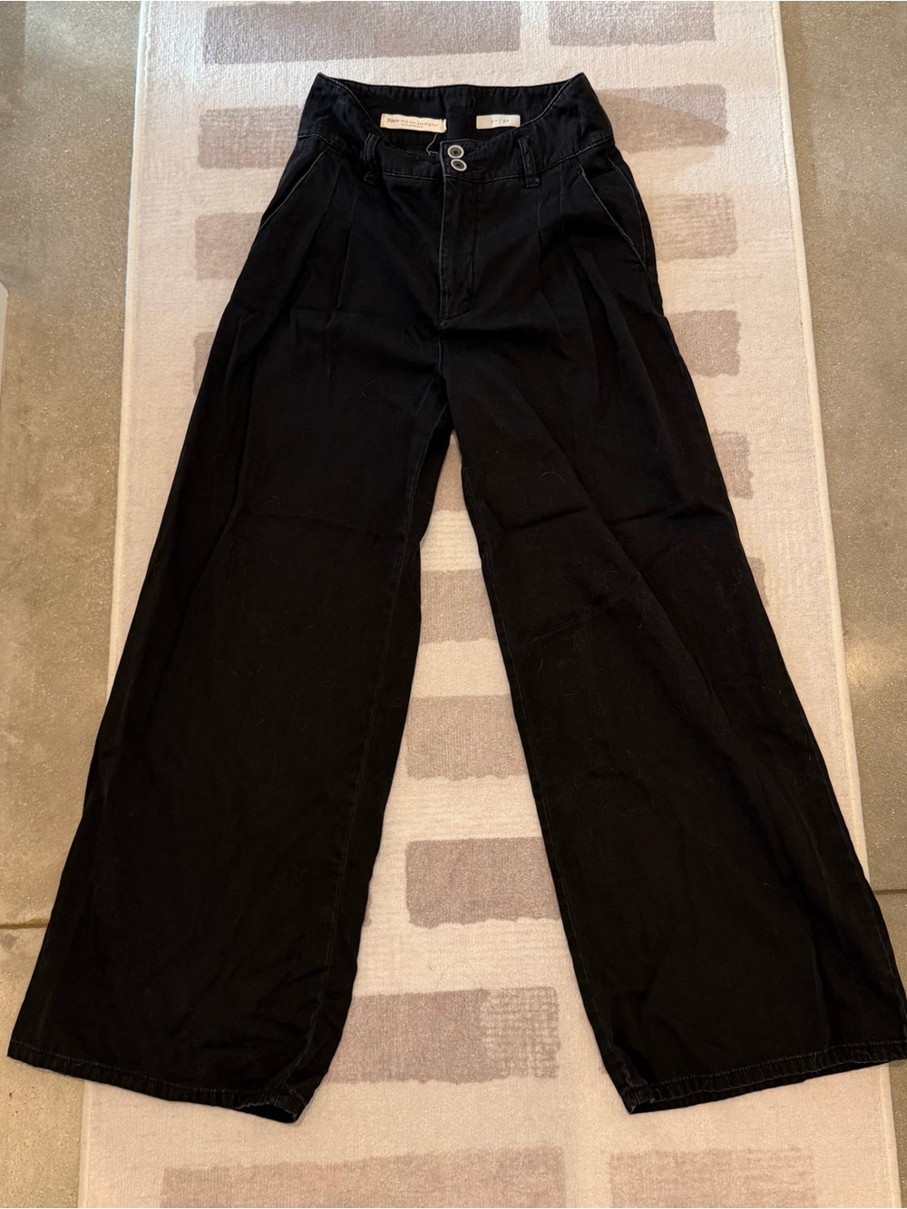 Anthropologie Black Wide-Leg High-Rise Pants